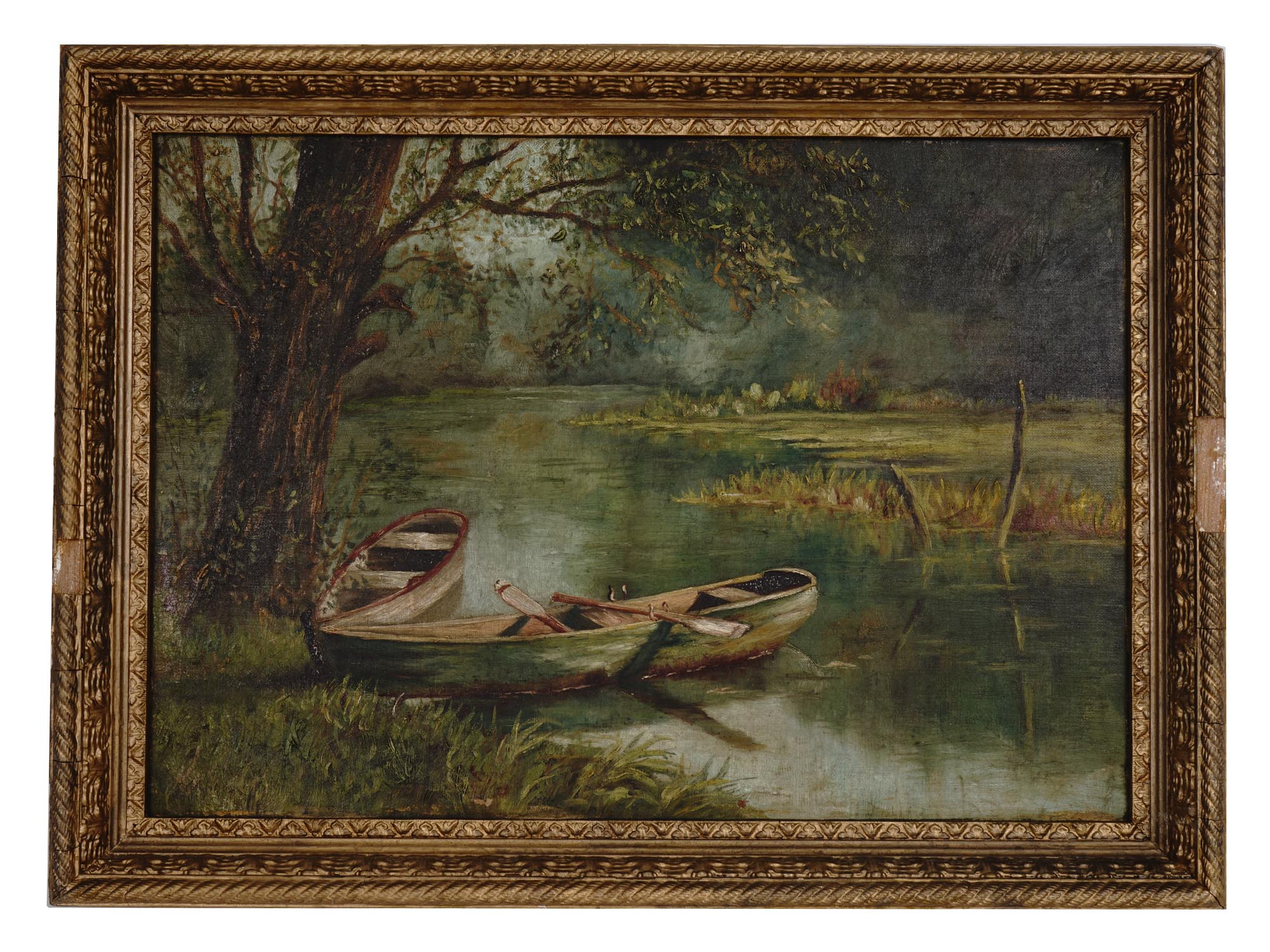 ANTIQUE OIL ON CANVAS PAINTING AFTER B. NICHOLLS PIC-0